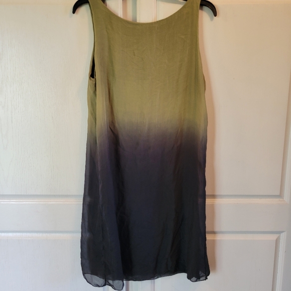 Prontomoda Giusy Green Black Gradient Sleeveless Silk Dress - Picture 2 of 5